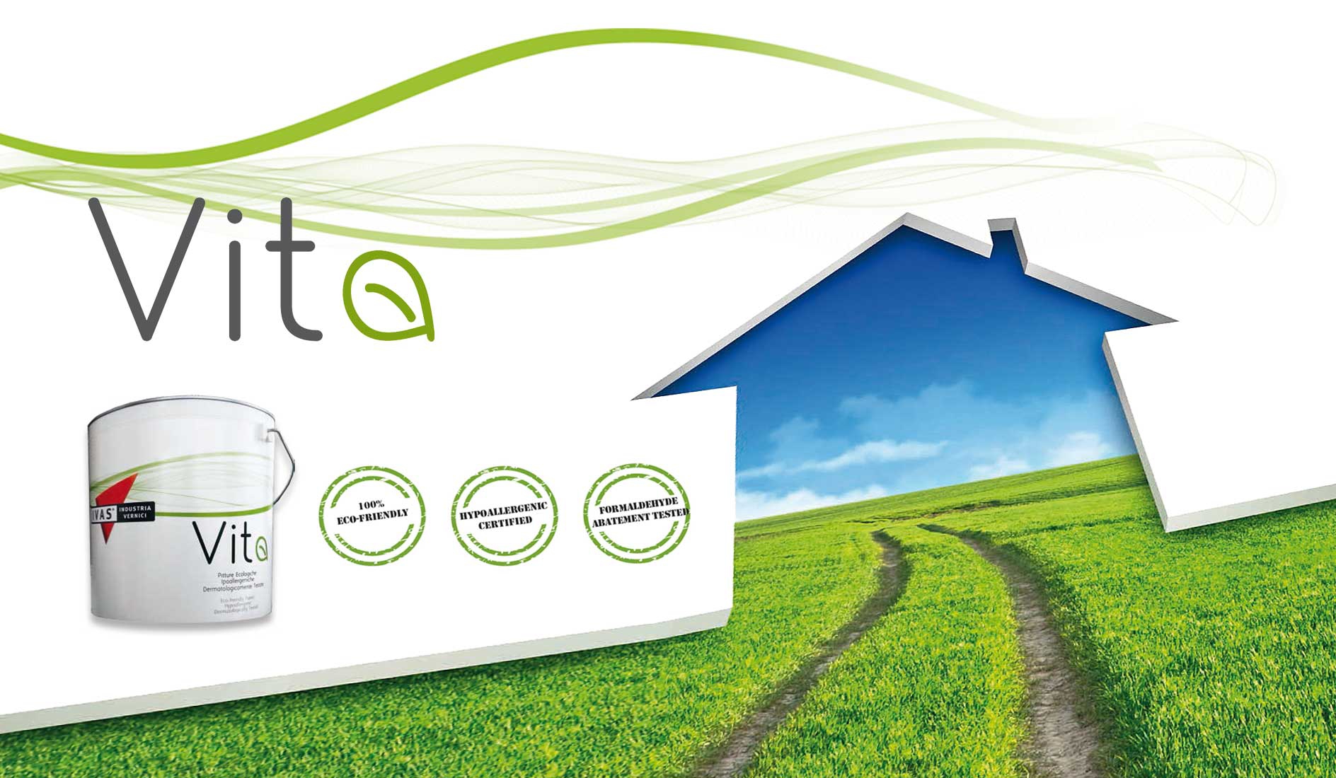 VITA: Line of ecological hypoallergenic paints, dermatologically tested and certified for elimination of noxious emissions from indoor environments